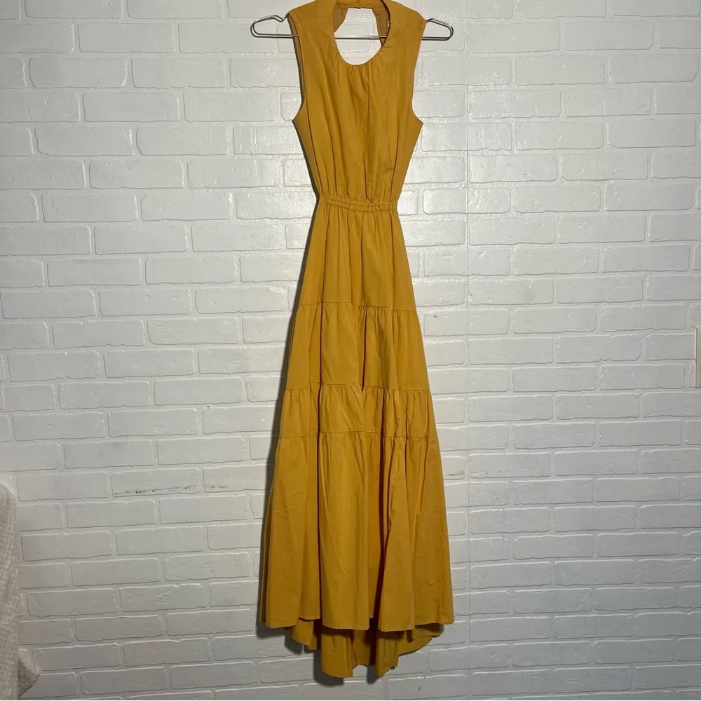 Moon River Dress Tie Open Back Tiered Midi Dress Long and Flowy Size Small - Picture 3 of 11